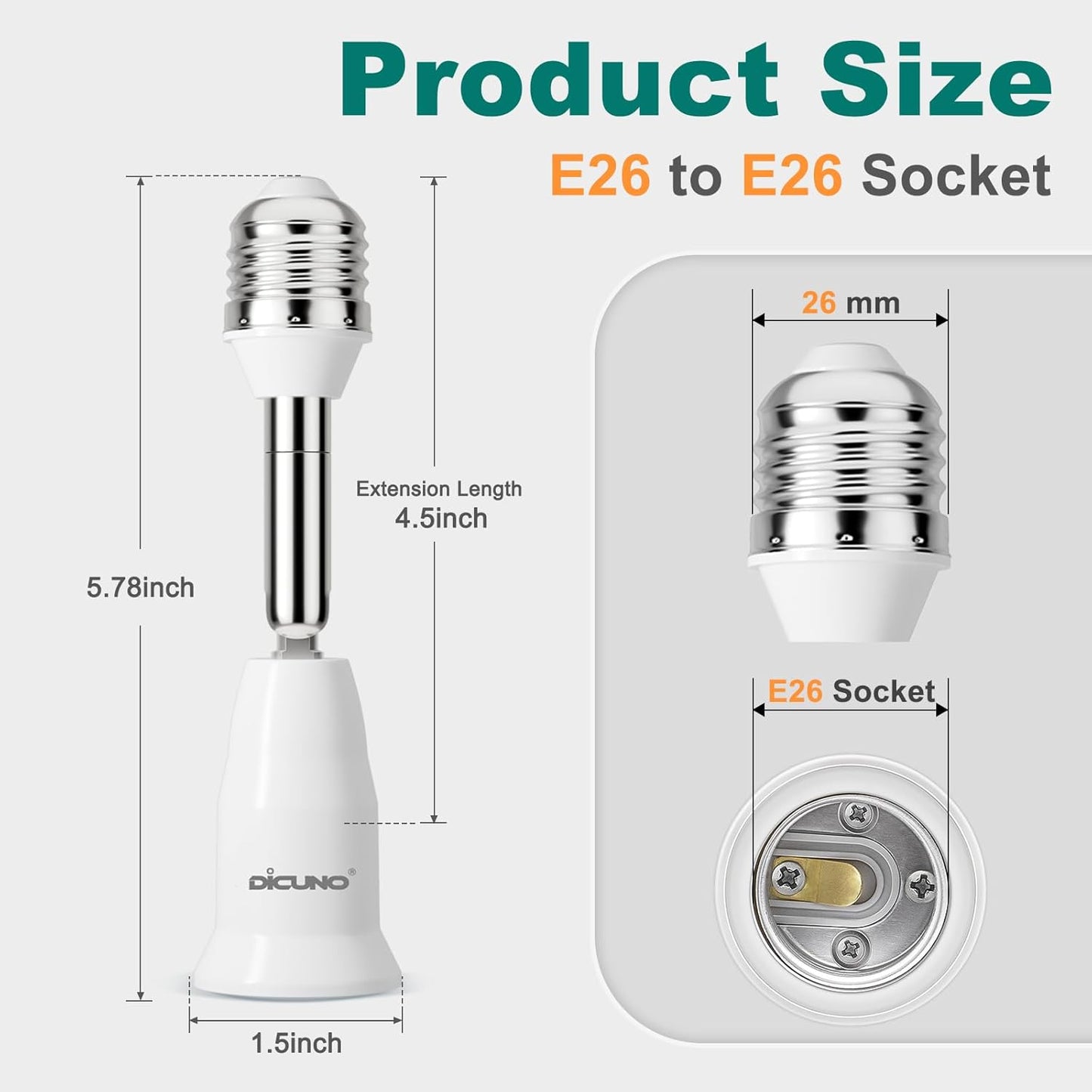 Extensor enchufe luz E26 ajustable flexible 180°