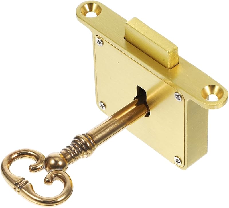 Cerradura cajón retro con llave de latón antiguo