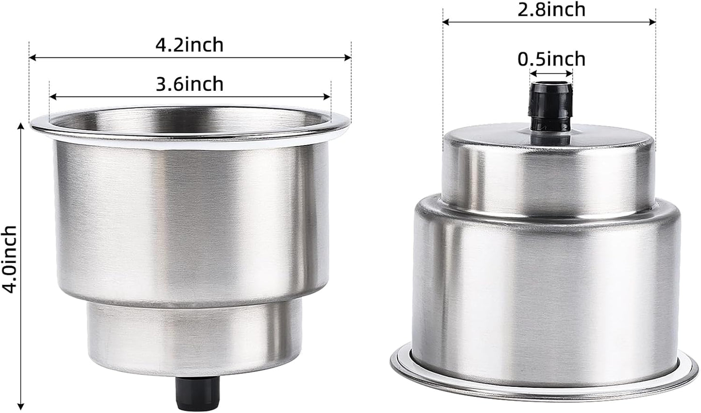 4 Pzas Titular Taza Acero Inox para Barco con Drenaje