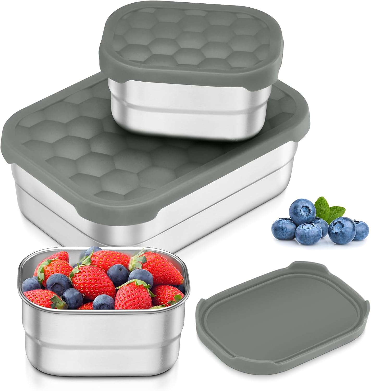 Recipientes almuerzo acero inox 25oz y 8oz con tapas