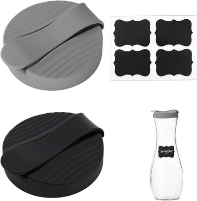 Tapas de botella para aderezo de ensalada sin BPA de silicona gris y negro