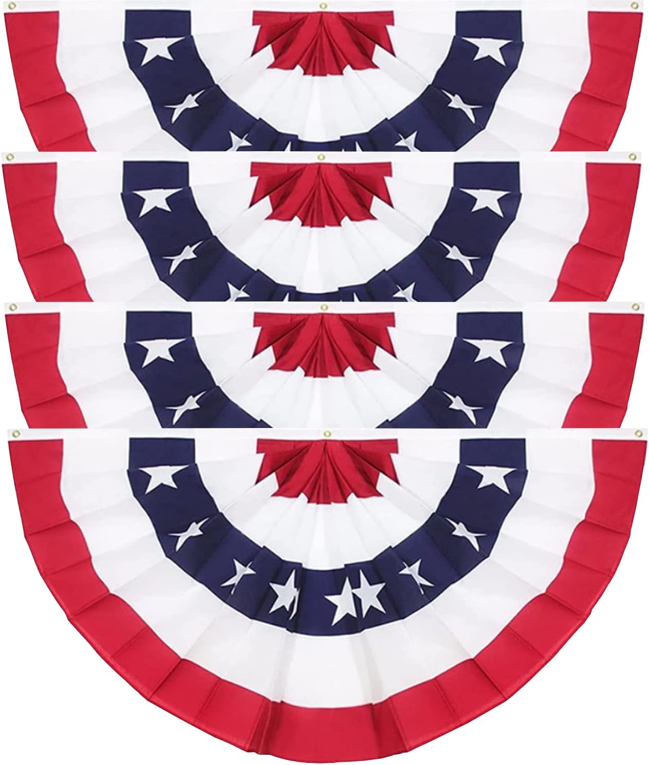 Bandera plisada 3x6ft set 4 banderines patrióticos