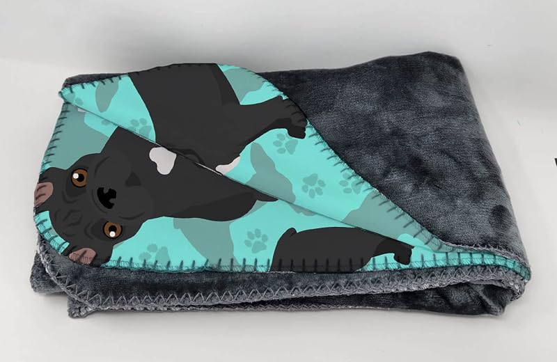 Manta viaje suave con bolsa bulldog negro para camping y playa