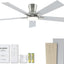 Ventilador techo 52pulg níquel cepillado LED 6 vel