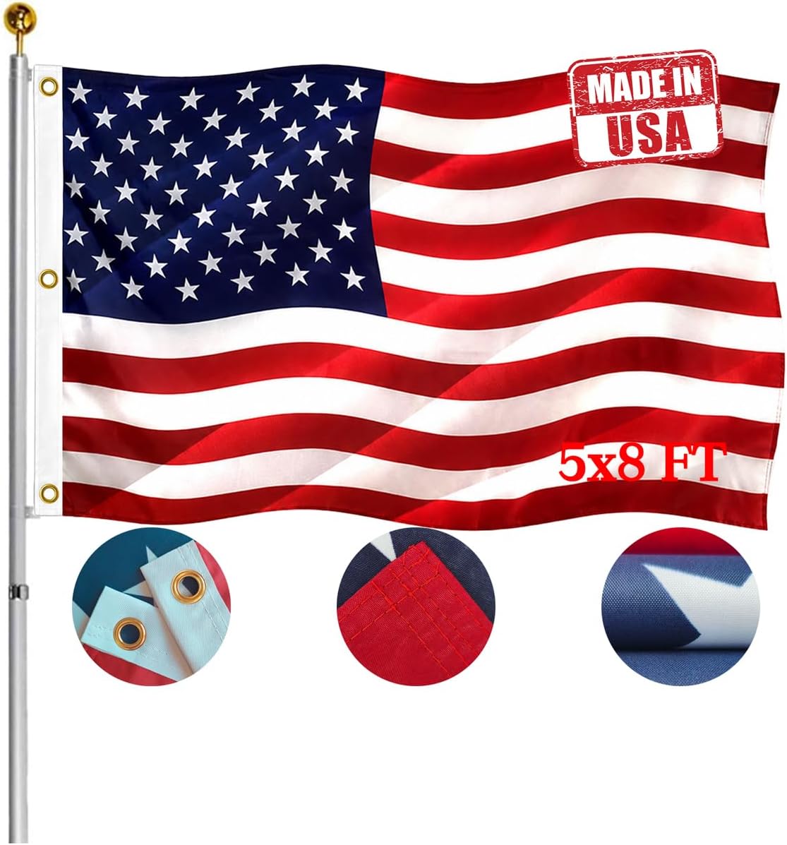 Bandera doble cara 5x8ft 3 capas lona exteriores
