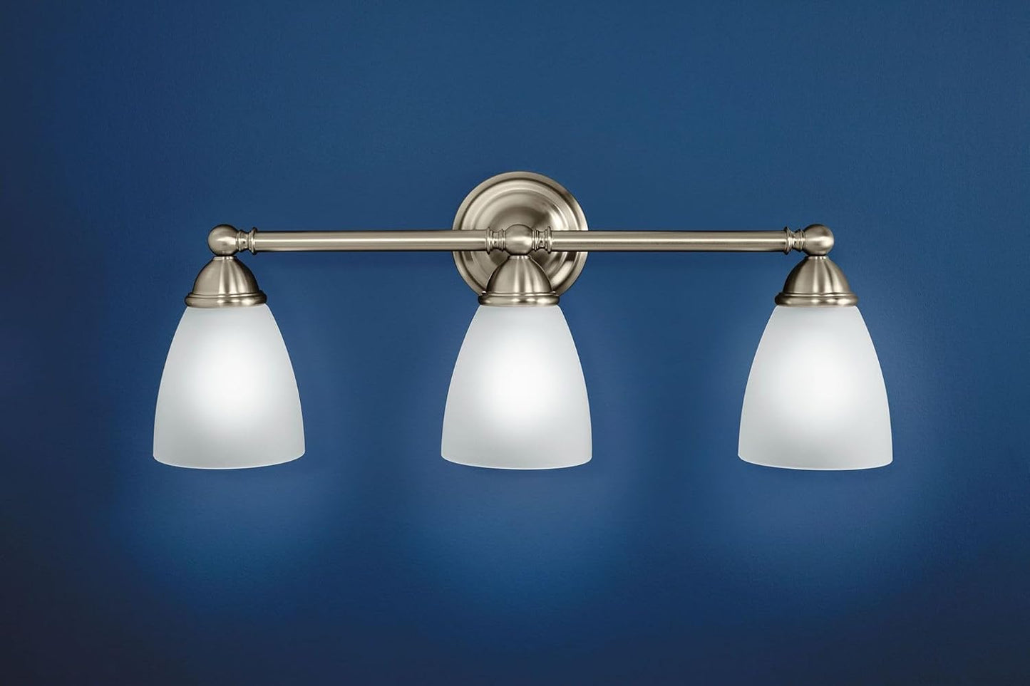Accesorio baño doble 3 luces vidrio esmerilado níquel
