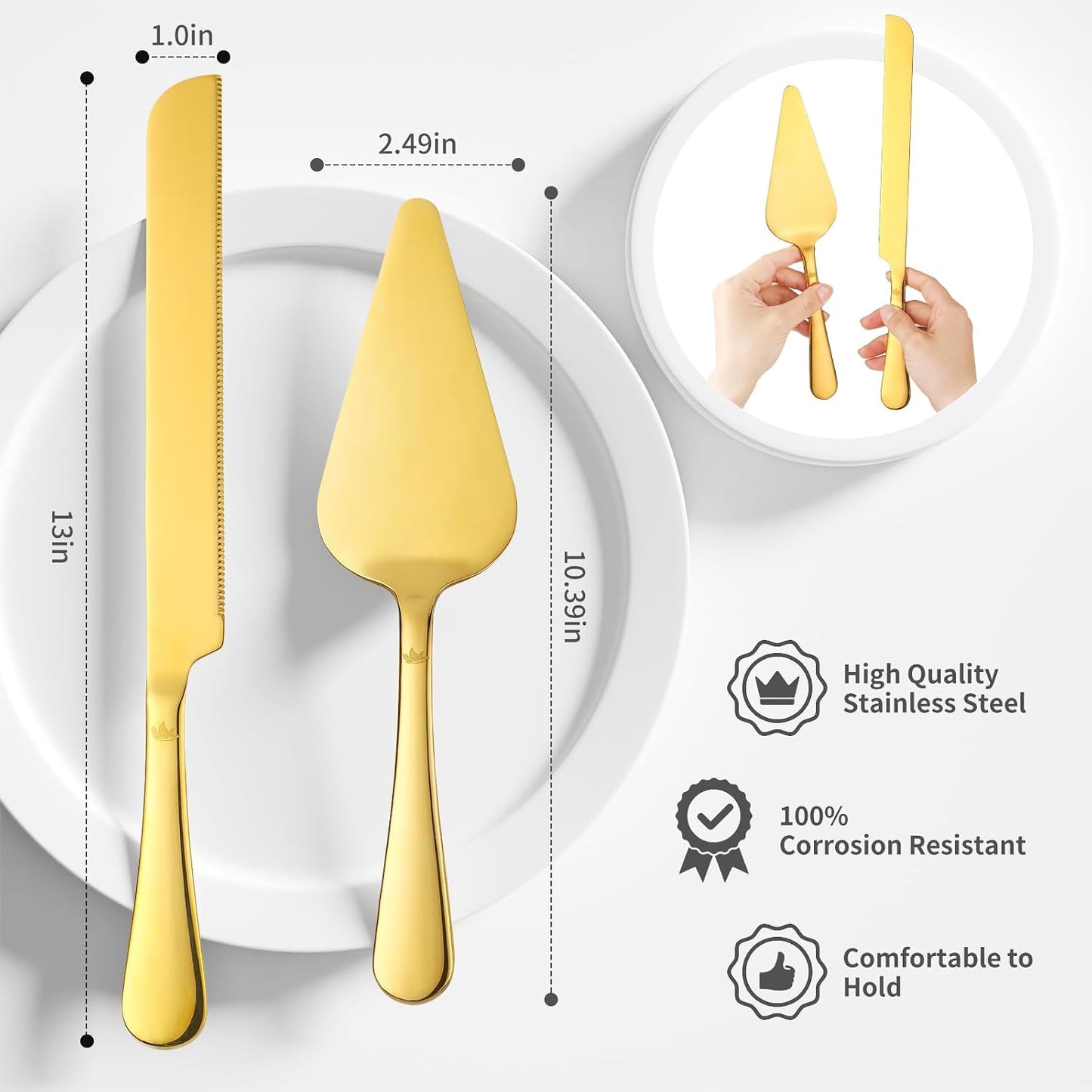 Juego corte pasteles acero inox espátula servidor