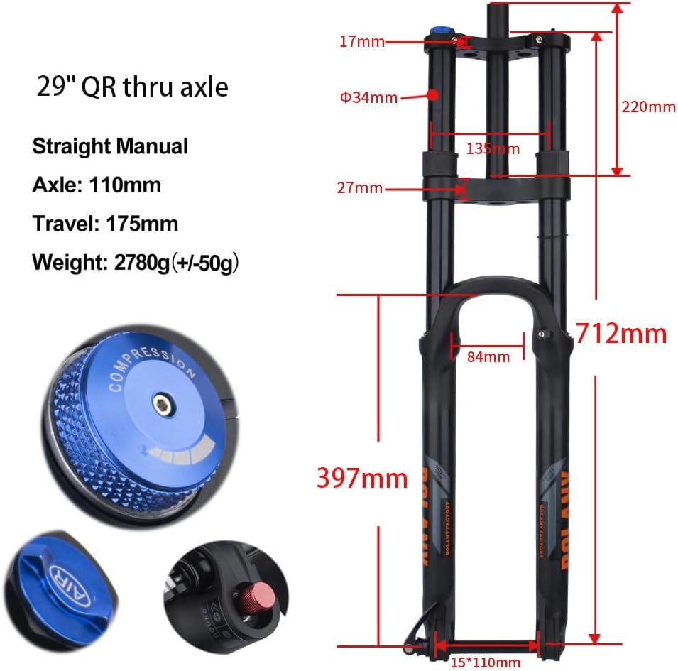 Horquilla MTB 27.5/29 pulg 1.339pulg 1-1/8pulg Boost
