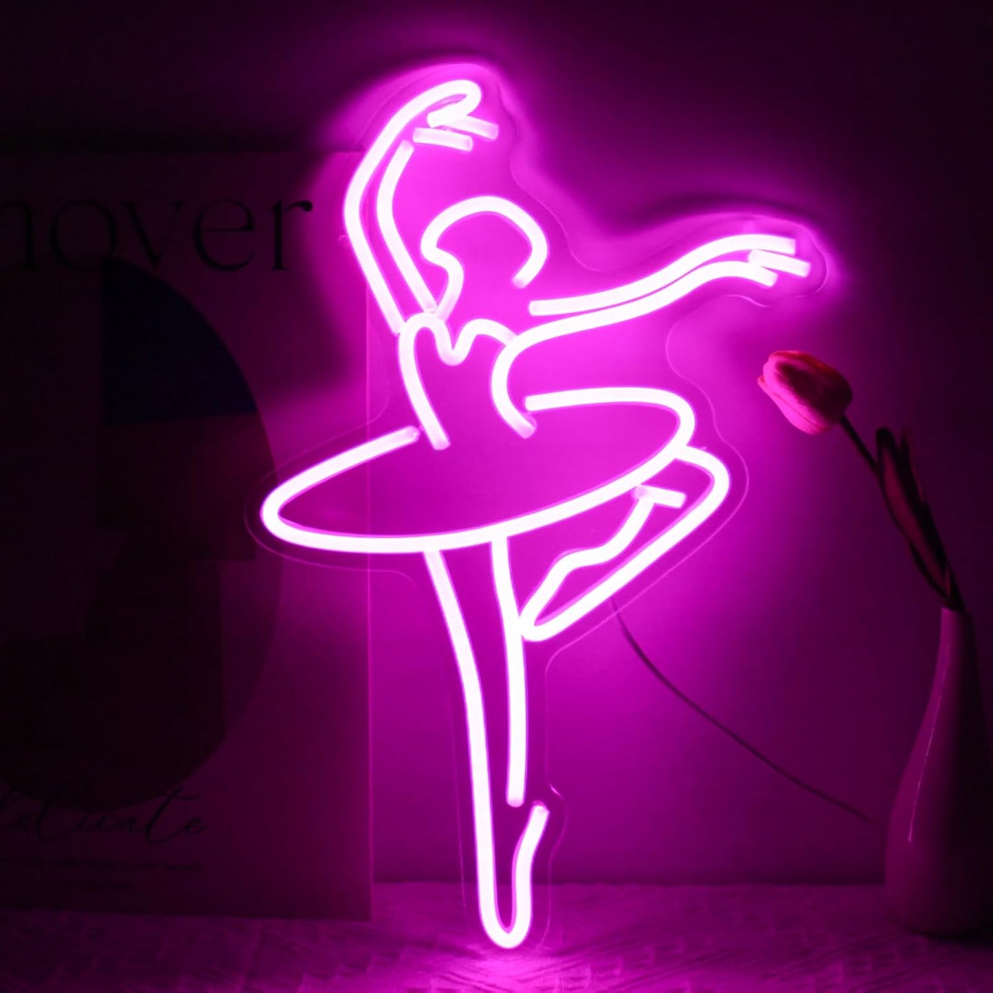 Letrero Neón Bailarina Rosa Luces LED para Dormitorio Baile
