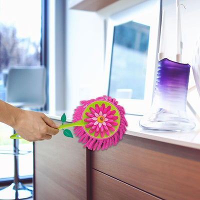 Plumero microfibra antideslizante cabezal desmontable verde
