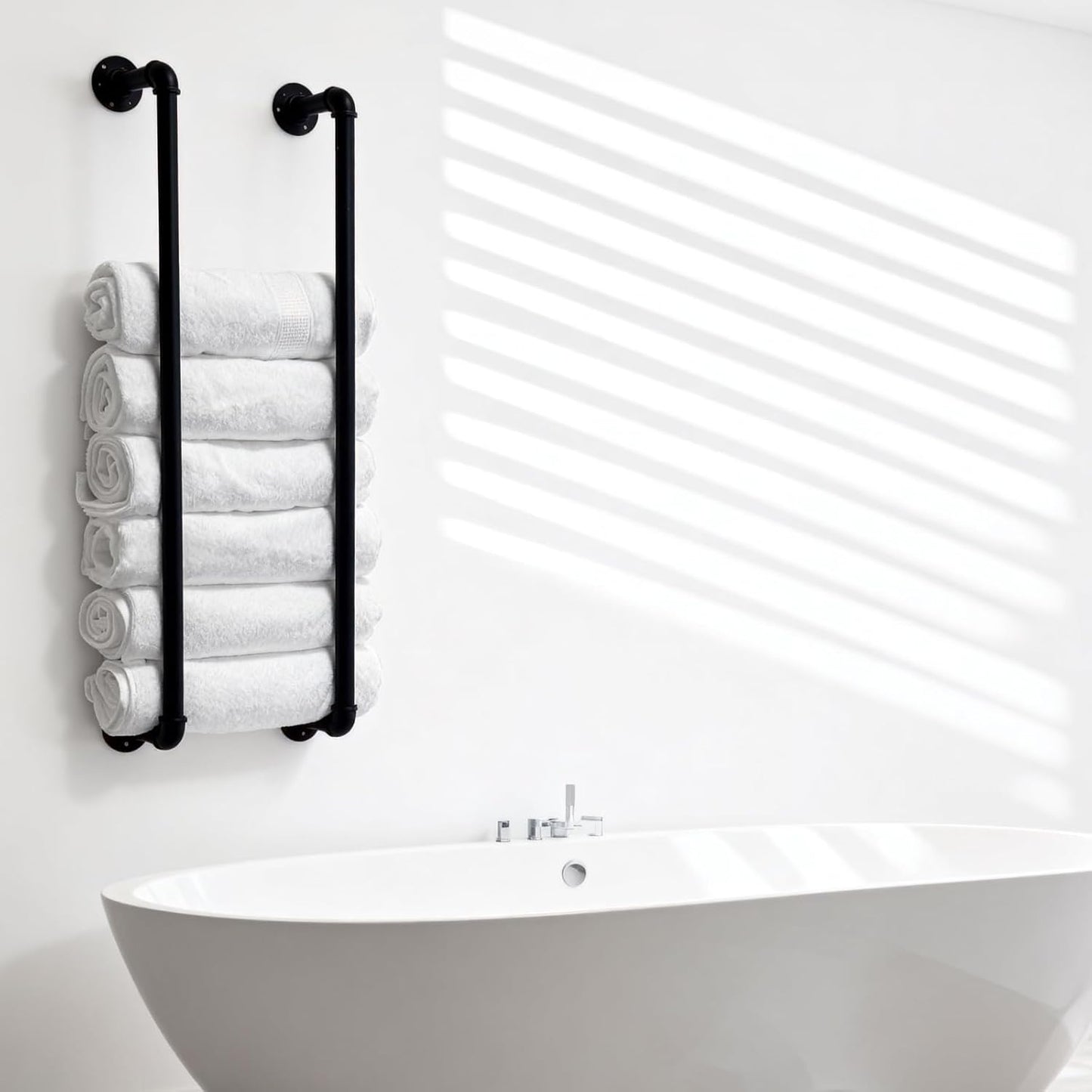 Toallero baño pared 36pulg organiz. tuberías negro