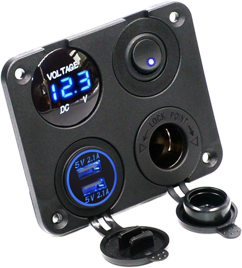 Cargador USB dual 2.1A con voltímetro LED para auto y barco