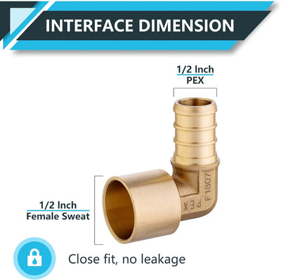 10 Accesorios PEX Adaptador Cobre Codo Hembra 1/2pulg Latón