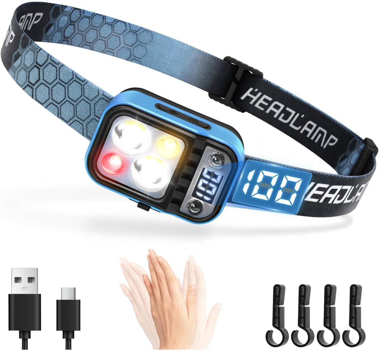 Linterna LED USB C con sensor movimiento campamento