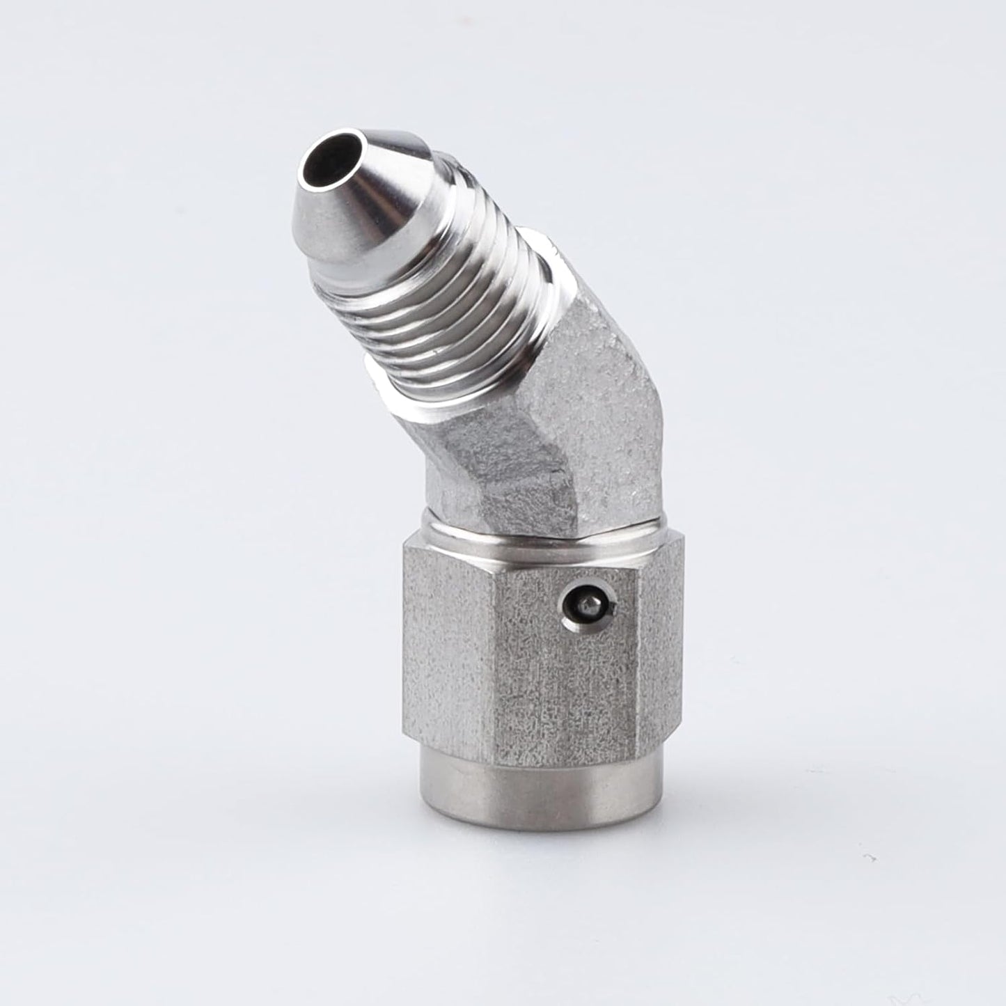 Adaptador freno acero inox 45 grados macho a hembra