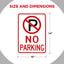 Señales no estacionar aluminio 10x14pulg pack 6 proteccion UV