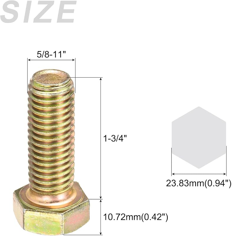 30 Tornillos hexagonales 5/8-11x1-3/4 acero carbono chapado