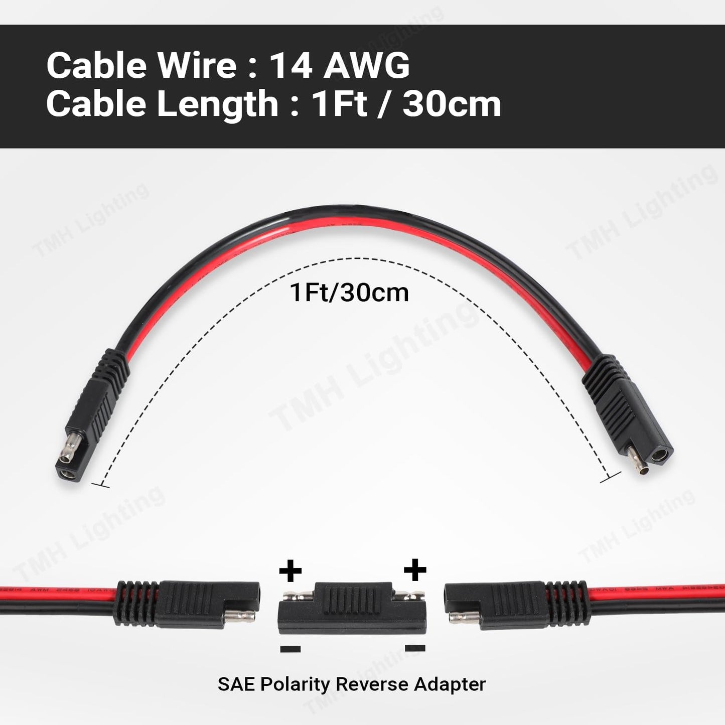 Cable extensión SAE 14 AWG 30cm conector para batería RV motor