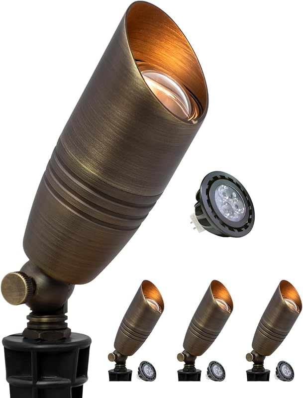Focos paisaje latón pack 4 LED 12V exteriores