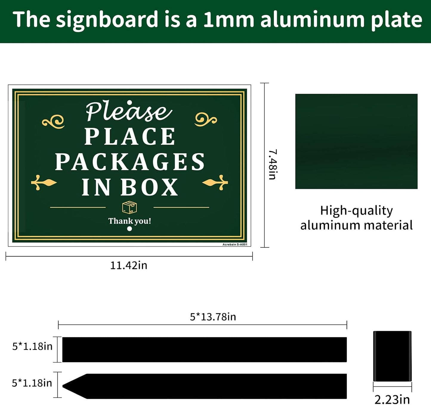 Letrero pack aluminio 12x8" ajustable patio