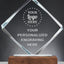 Trofeo cristal personalizado con base madera placas grabadas