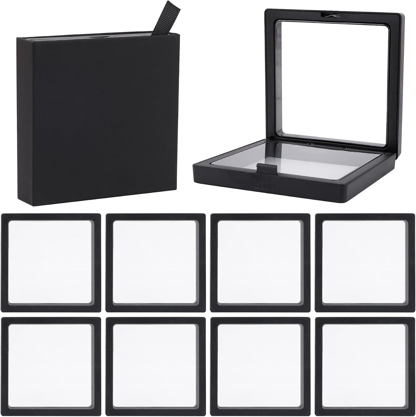 20 Vitrinas 3D Negro 3.5x3.5" Soporte Monedas Joyas AA
