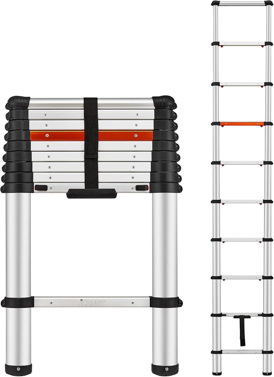 Escalera telescópica aluminio 9.8ft un botón 250lb
