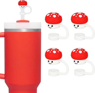 4 fundas silicona hongo reutilizables color rojo 30-40oz