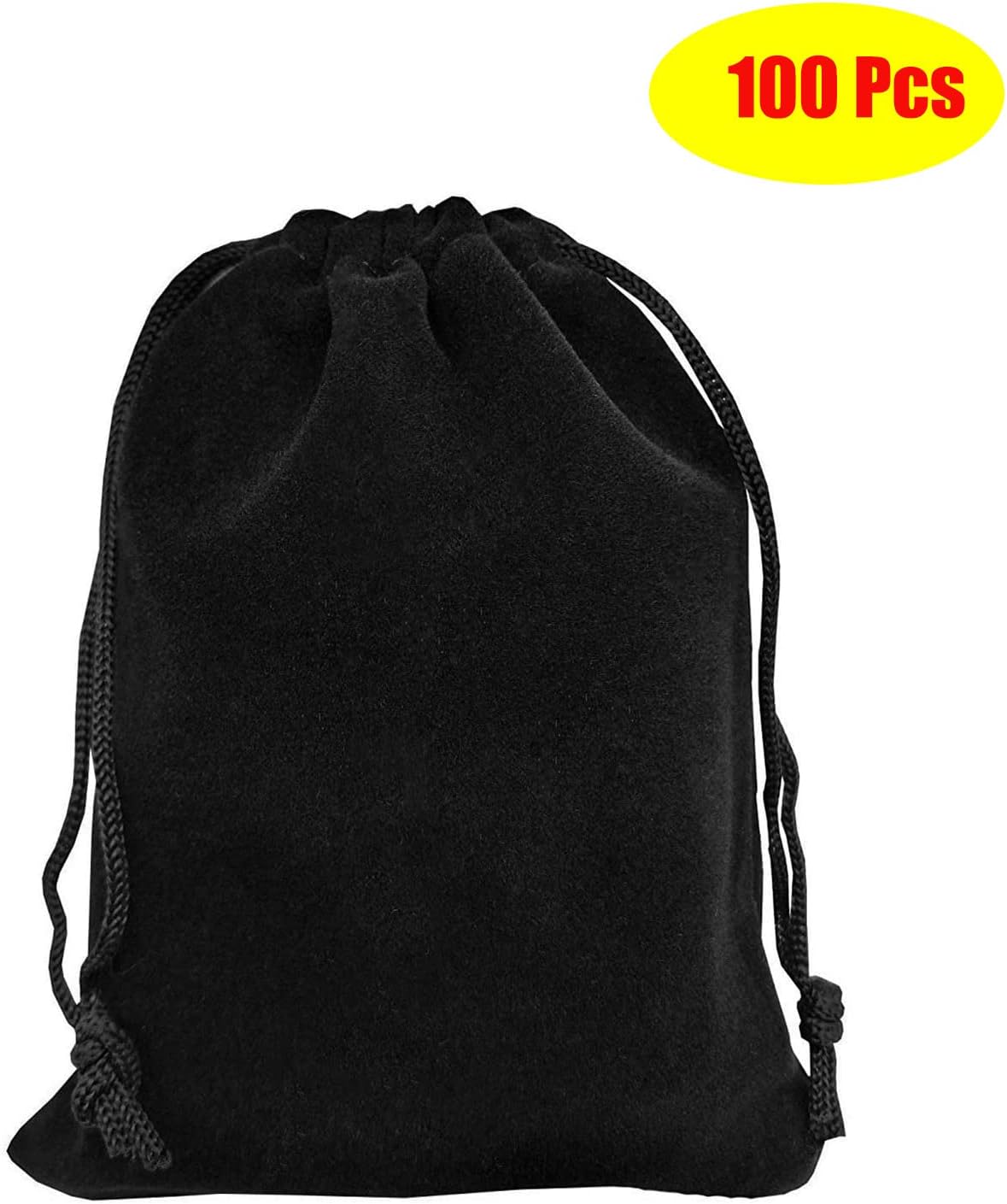 Bolsas terciopelo negras con cordón para joyas y regalos