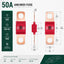 Fusibles 50A para coches y camiones pack 6