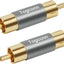 2 Pzas Adaptador RCA Macho a Macho Chapado Oro para HDTV y Audio