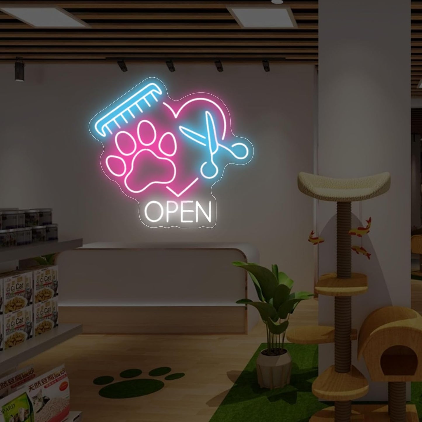 Letrero LED para tienda de mascotas con luz neón