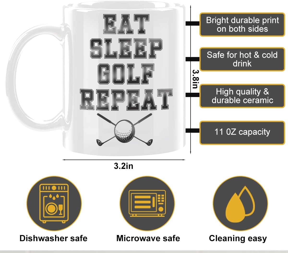 Taza café golfista cerámica con asa regalo cumpleaños hombre