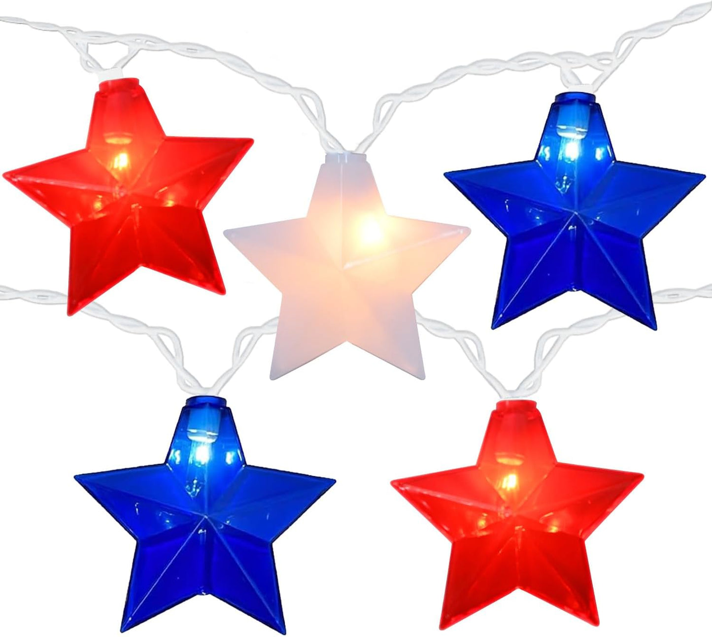 Tira luces LED estrella rojas blancas azules decoración 4 de Julio