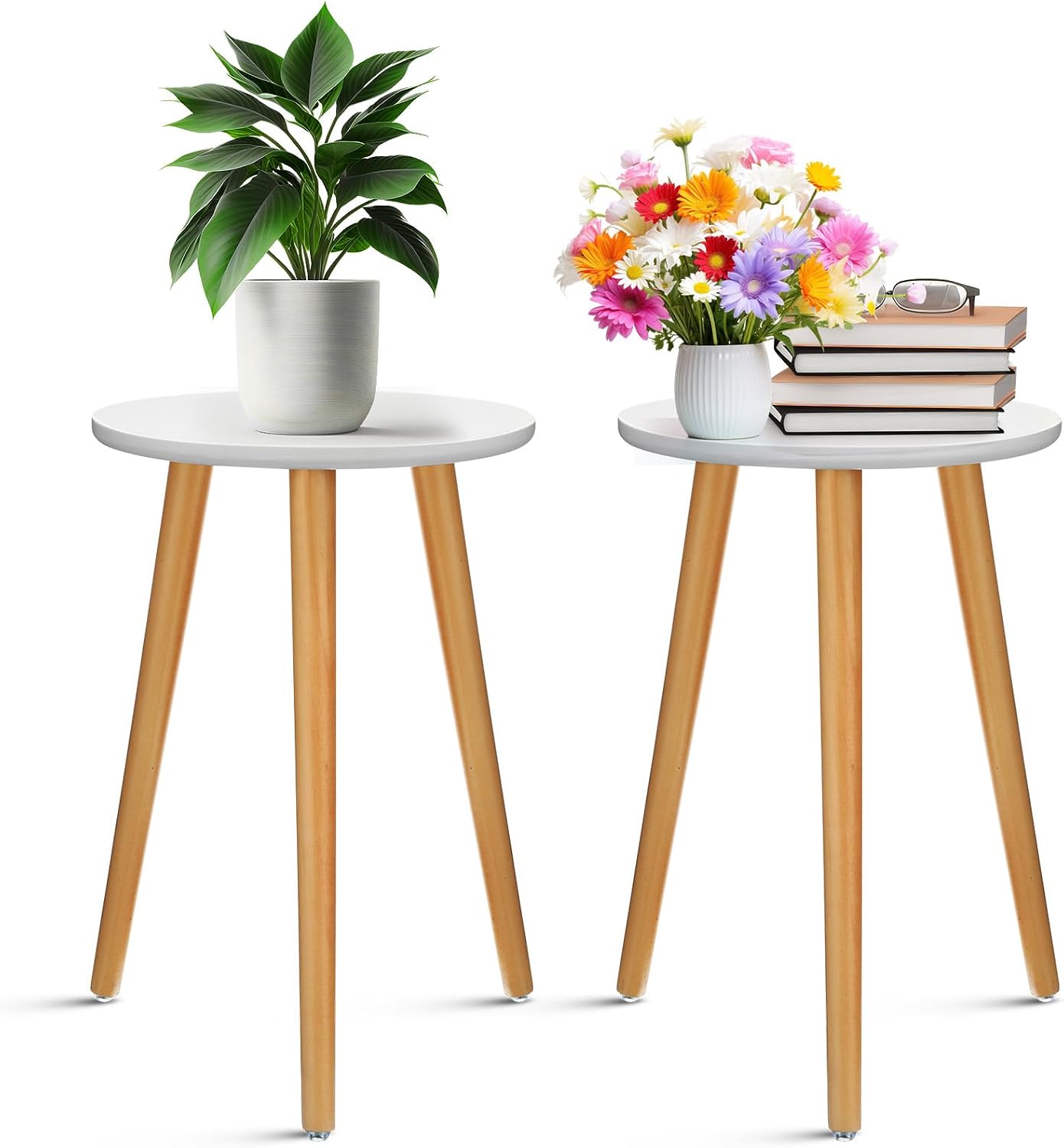 2 Pzas Soportes Plantas Madera Mesa Auxiliar Esquina