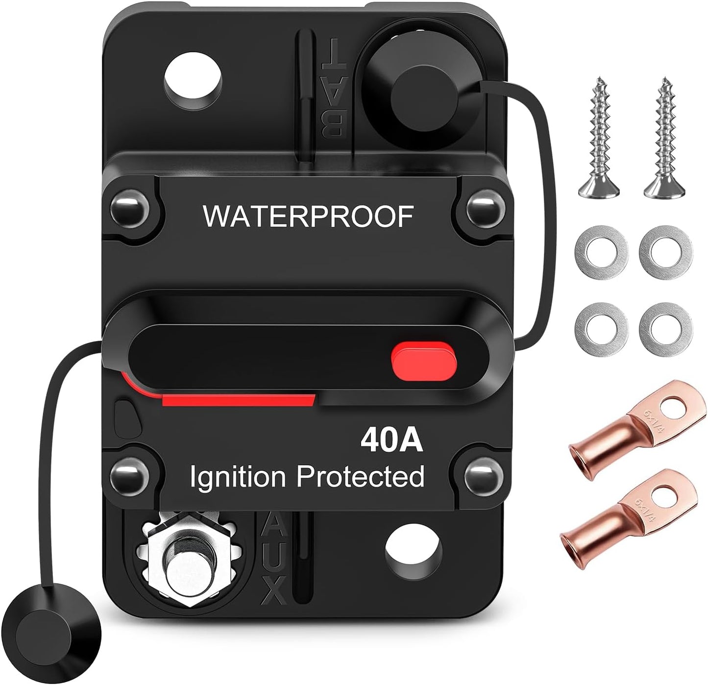 Disyuntor 40A 12-48V CC bridas cobre proteccion coche