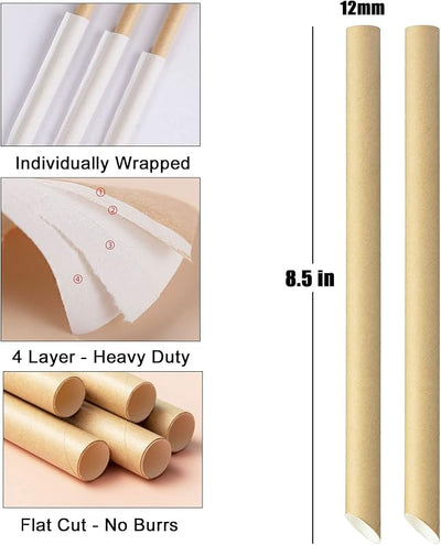 Pajitas de papel jumbo 50uds 0.472pulg resistentes