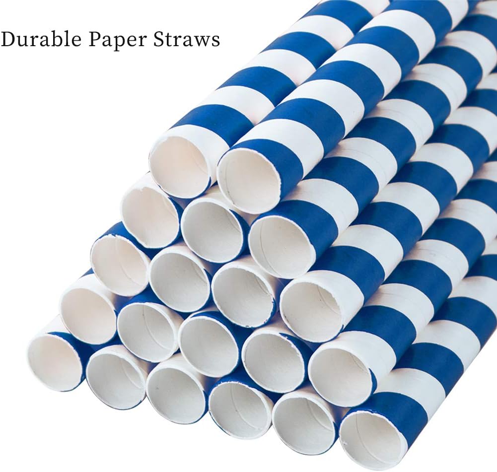 Pajitas biodegradables azul marino 100 pzas gruesas 0.4pulg