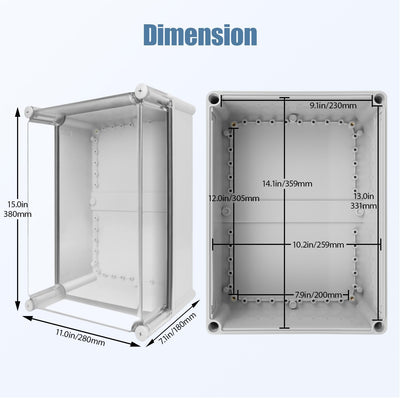 Caja eléctrica IP67 impermeable gris con cubierta