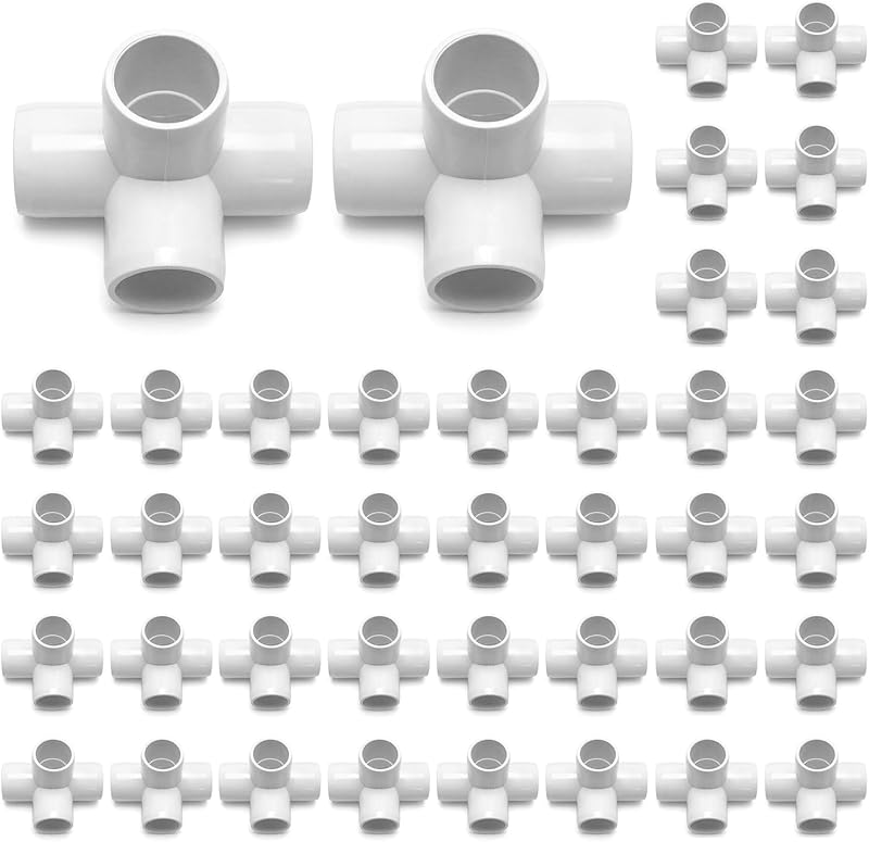 40 Accesorios PVC Codo 4 Vías 3/4" Conector Blanco