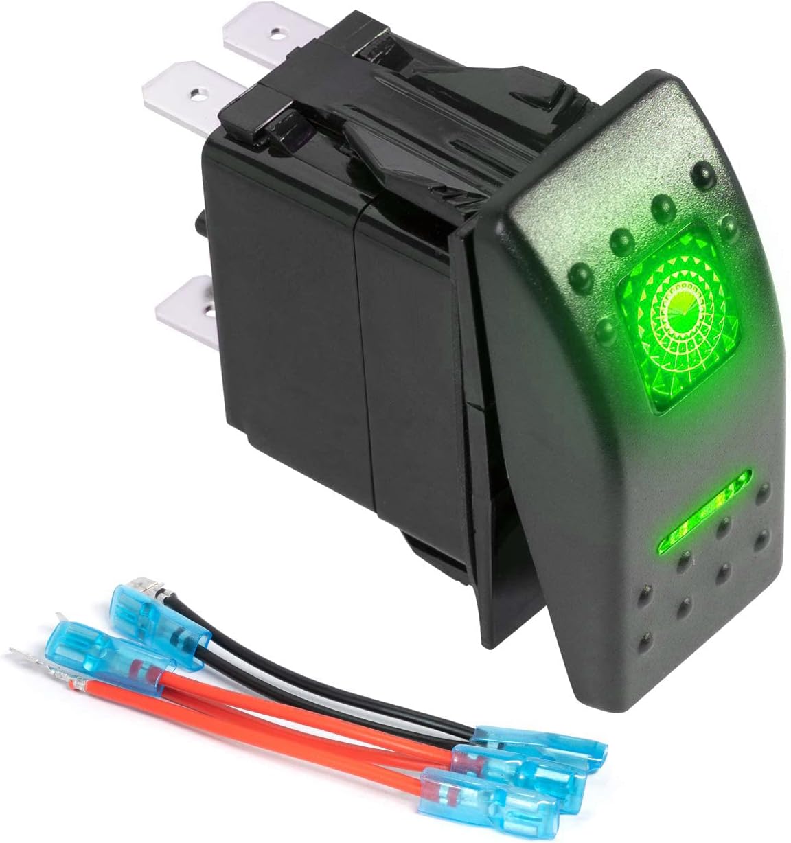 Interruptor basculante 5 pines LED verde 20A/12V 10A/24V para auto