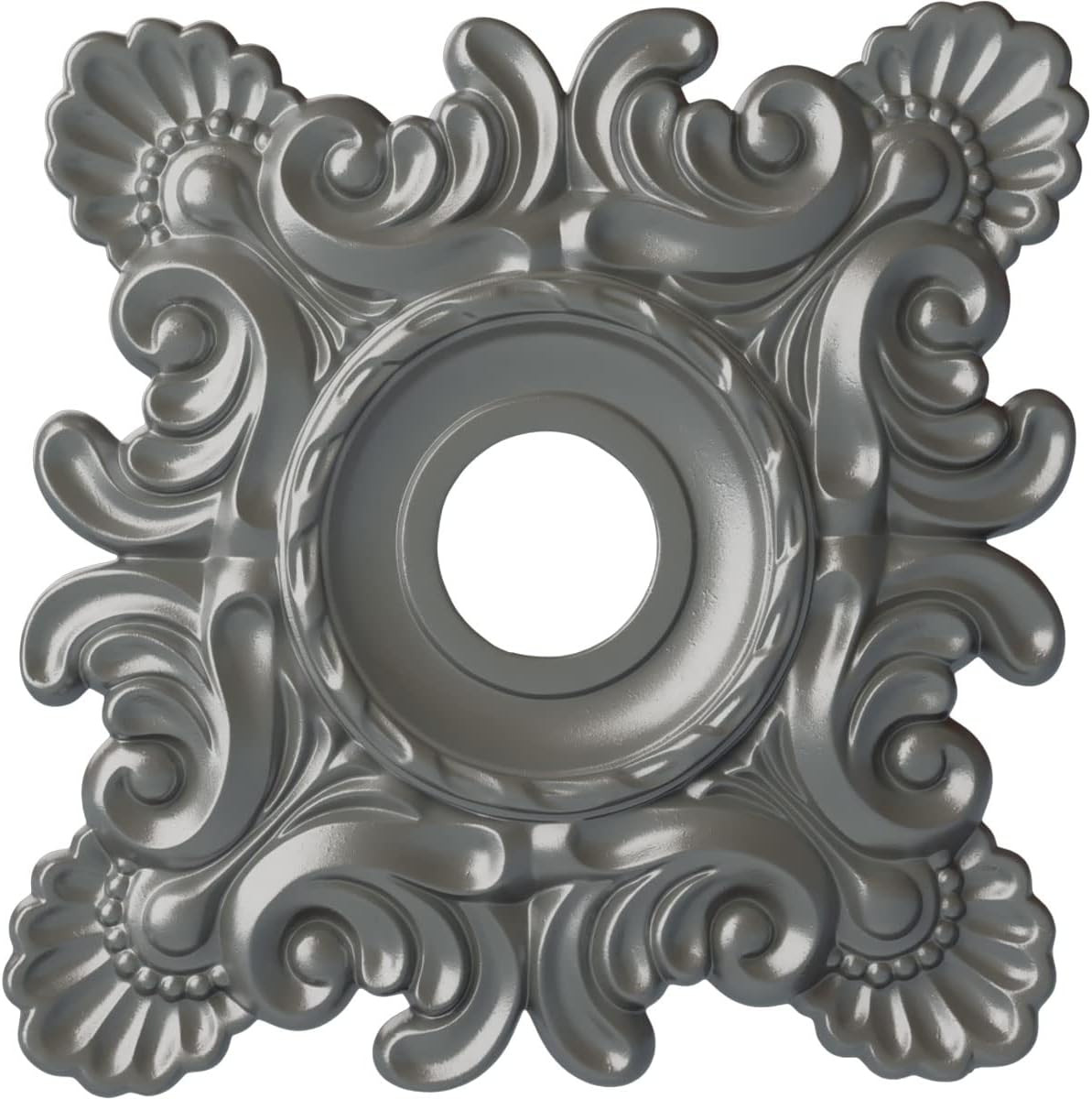 Medallón techo Crawley 18x18pulg color plata