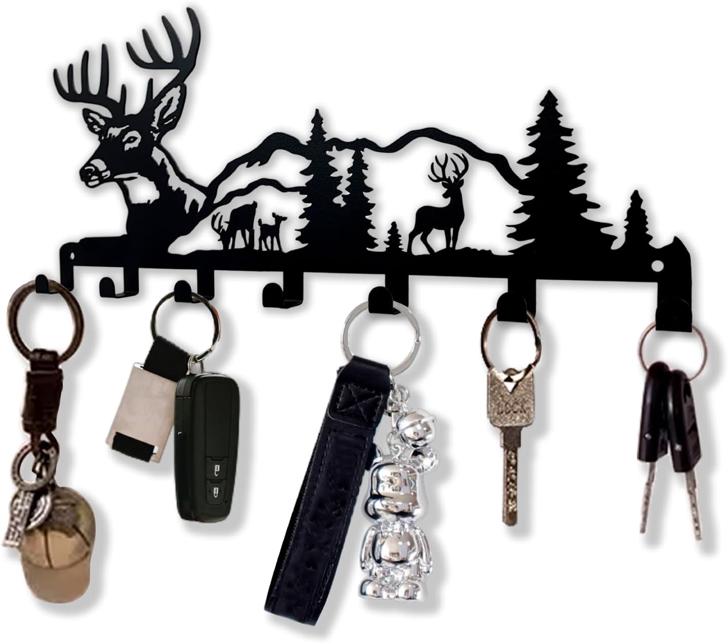 Soporte llaves colgante pared 7 ganchos metal