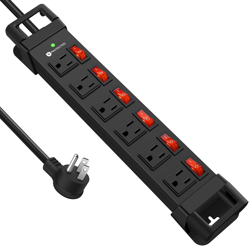 Tira alimentación metálica 6 tomas interruptor