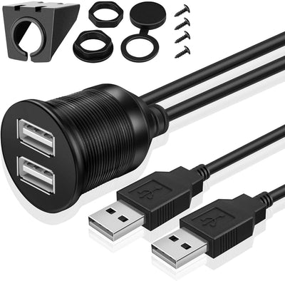 Cable USB empotrado 2 puertos para automóvil 5.9pies