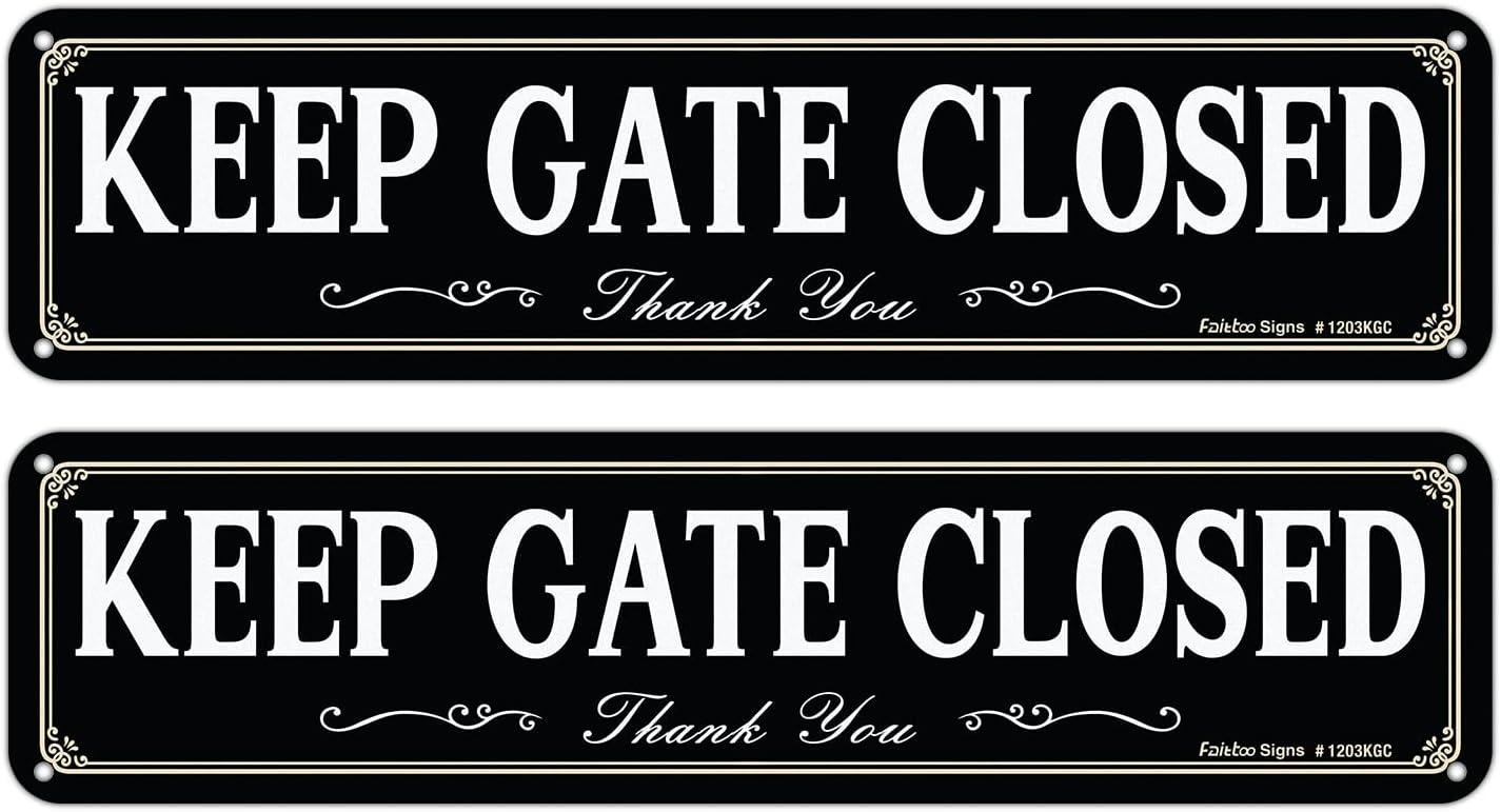 2 Letreros Reflectantes Aluminio 12x3pulg Keep Gate Closed