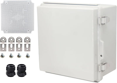 Caja eléctrica IP67 con placa montaje acero inox cubierta gris