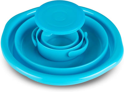 Set vasser plegable negel tazón taza cubierta azul claro