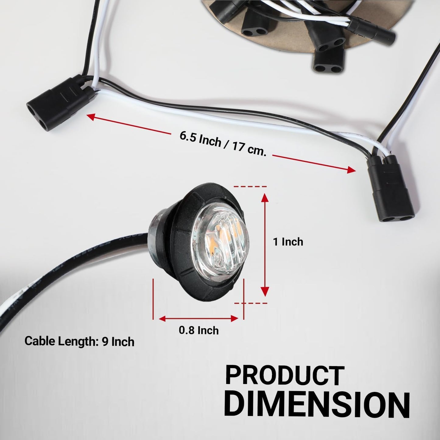 50 Luces Ámbar 3/4" Conector 2 Pines Plug and Play