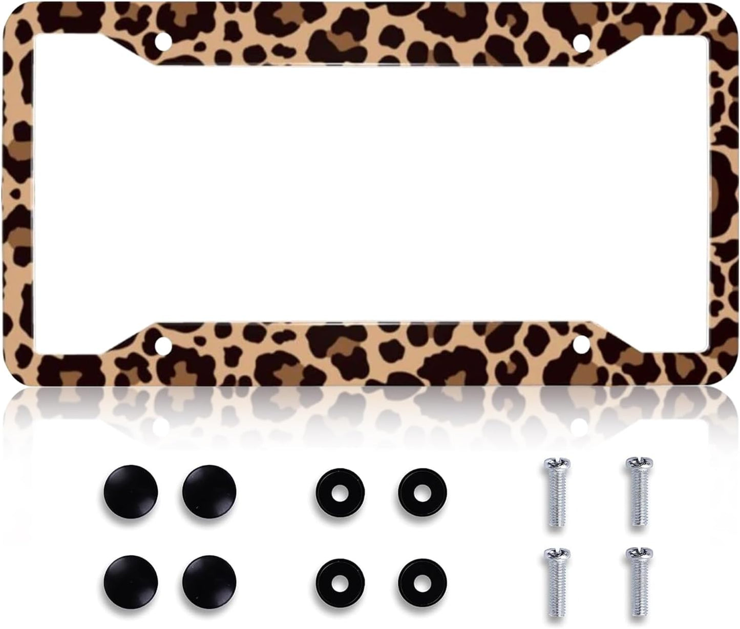 Marco placa matrícula leopardo acero inox impermeable